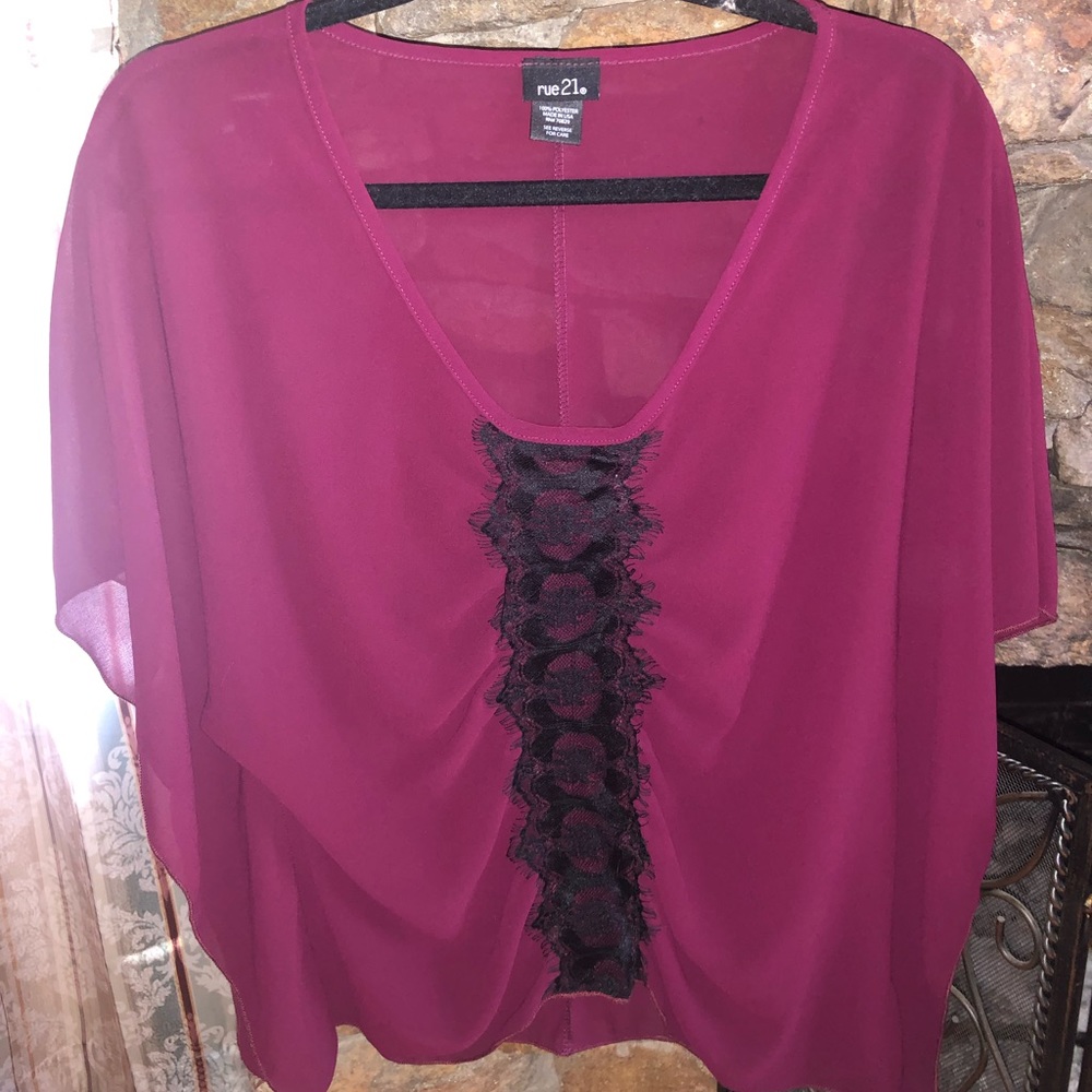 Red sheer top